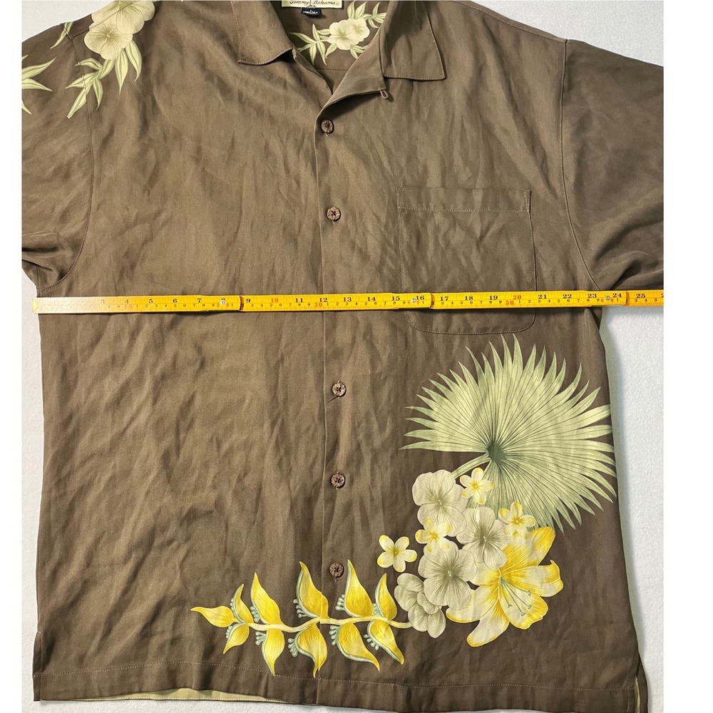 Tommy Bahama Mens Silk Floral Camp Shirt Brown Old Money Quiet Luxury Large - Picture 6 of 7